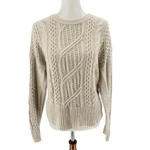 Bow Back Cable Knit Sweater By Express M Recycled Nylon & Wool Blend Womens Top